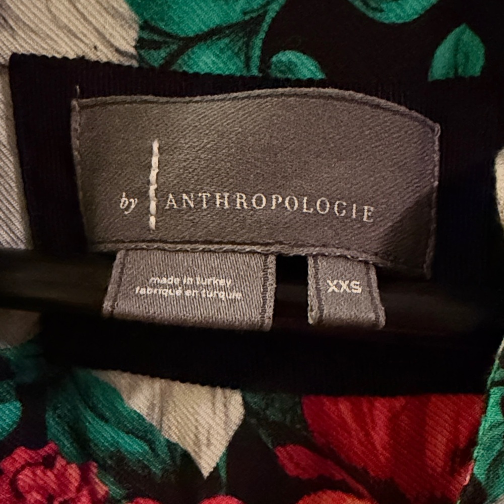 Anthropologie floral Black & Green Long Dress XXS - Picture 2 of 6